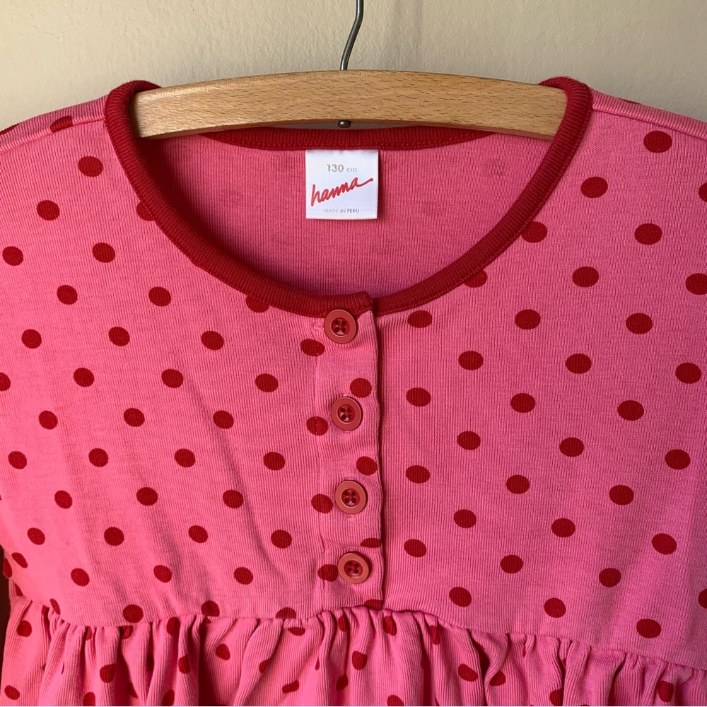 Hanna Andersson long sleeve pink with red polka dot dress excellent condition - Picture 3 of 5